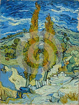 Two Poplars in the Alpilles near Saint-ReÃÂmy, by Vincent Van Gogh